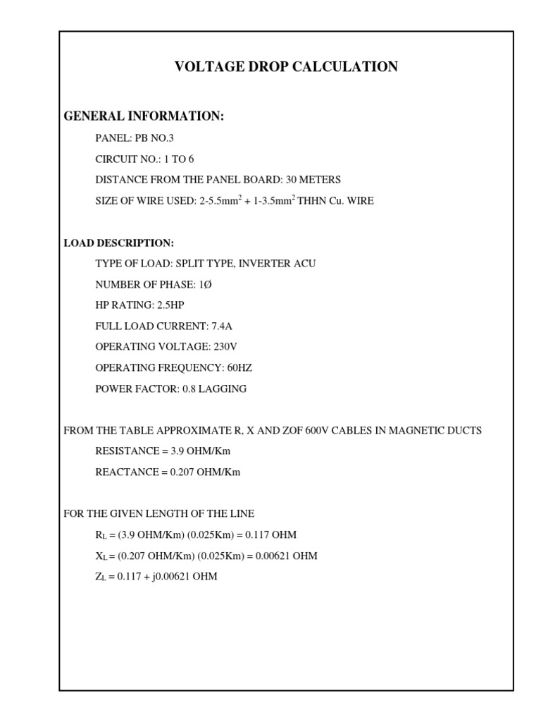 Voltage Drop Calculations Overview | PDF | Electrical Resistance And ...