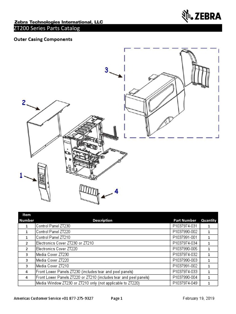Zt200 Series Parts Catalog en Us PDF Packaging And Labeling