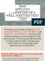 Applying Properties of A Well-Written Text