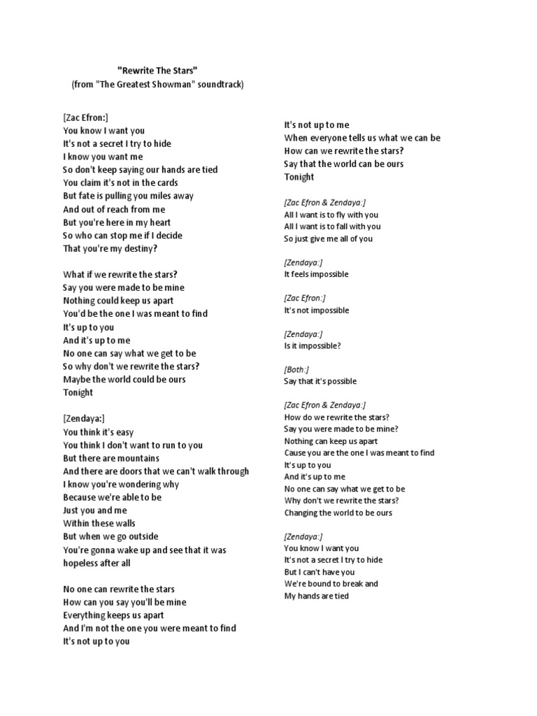 Rewrite The Stars | PDF