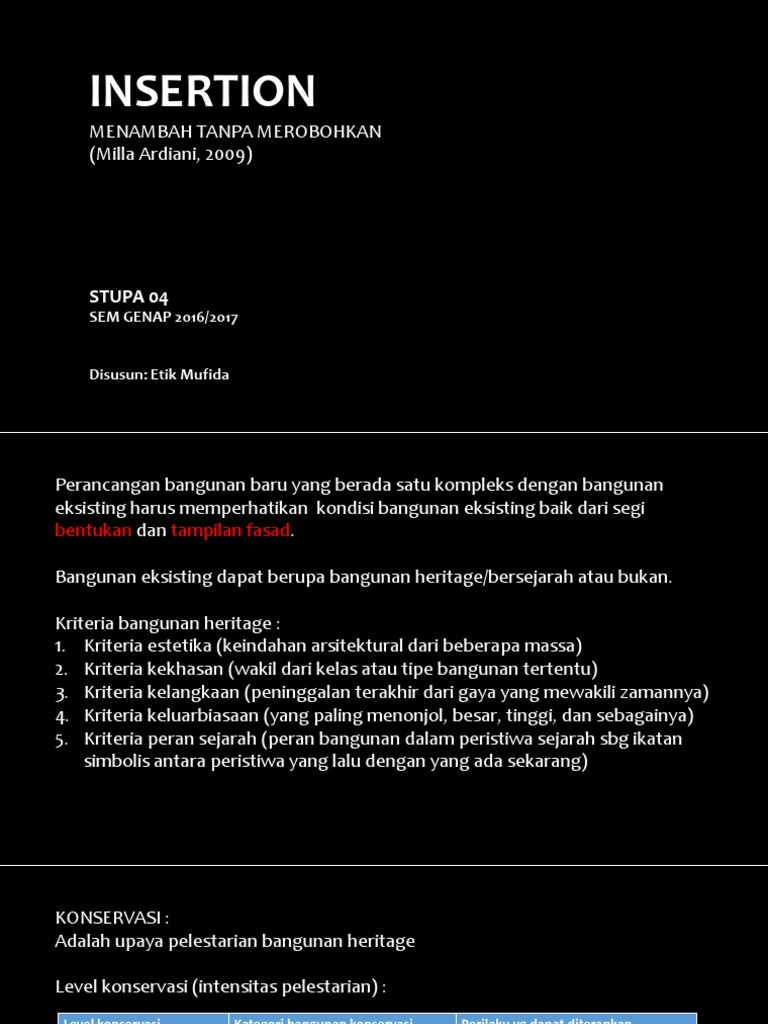 Strategi Insertion dalam Arsitektur Heritage | PDF