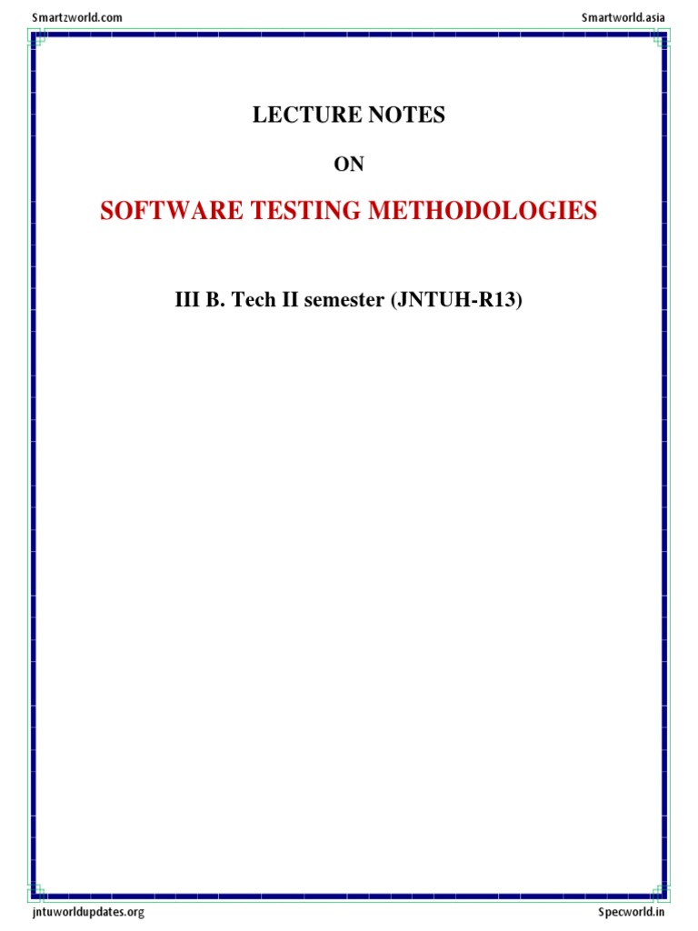Software Testing Methodologies Lecture Notes | PDF | Software Testing ...
