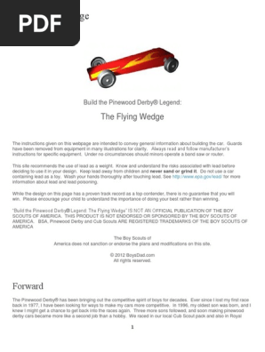 The Flying Wedge Pinewood Derby Car