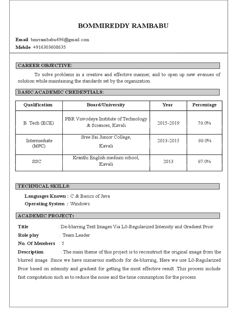 BMR Resume | PDF | Cognition