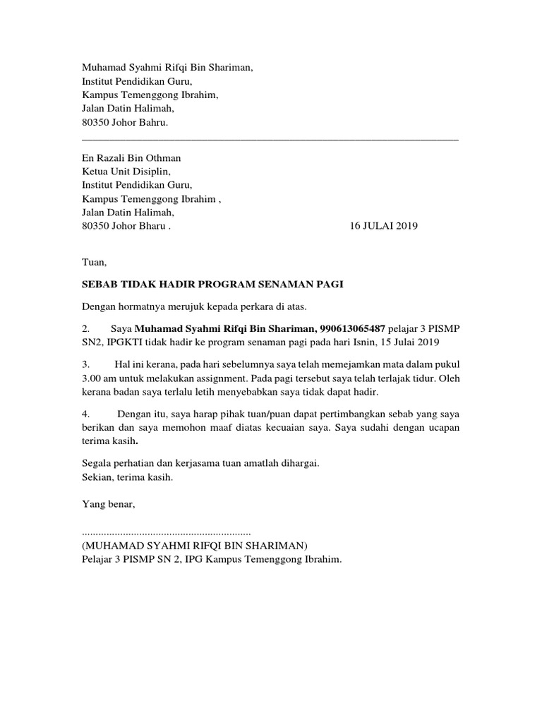 Contoh Surat Tunjuk Sebab Pdf