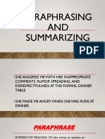 PARAPHRASING and Summarizing