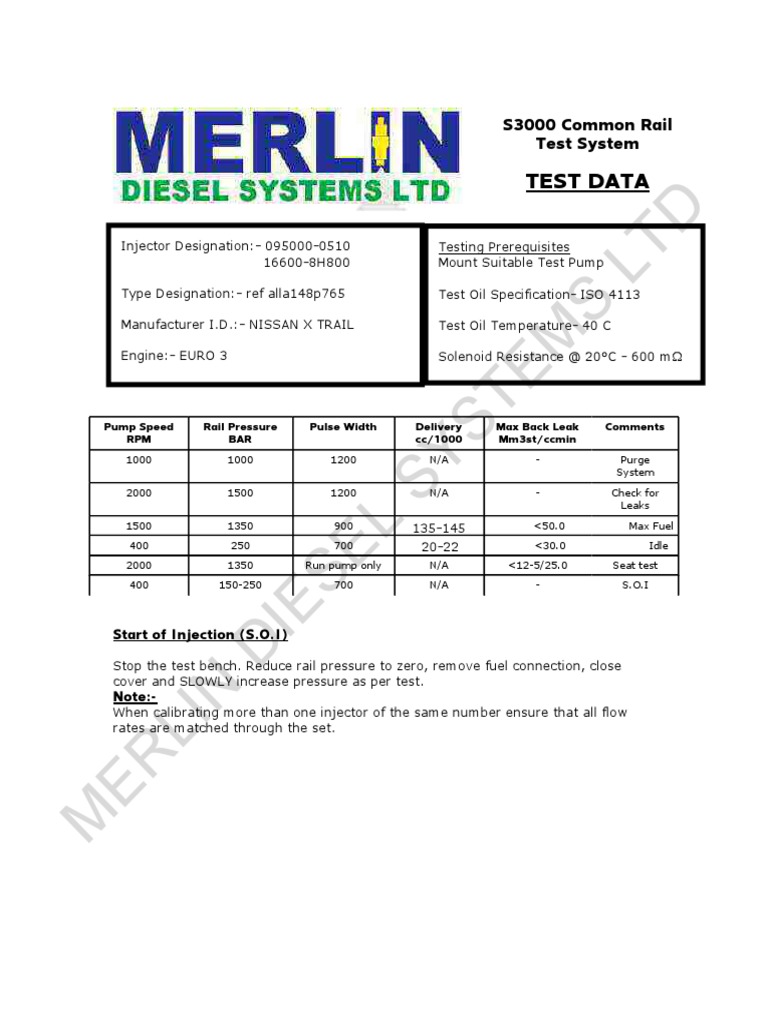 Denso Injector Testing Specifications | PDF | Fuel Injection | Diesel ...