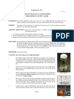 Experiment 10A Molar Mass of A Liquid From The Density of Its Vapor