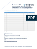 Scrum Product Backlog Template: Order ID User Story / Item Type Status Estimate