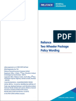 Reliance Two Wheeler Package Policy Wording PDF