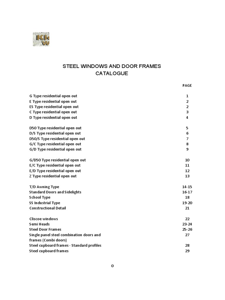A Comprehensive Catalogue of Steel Windows and Door Frames for ...