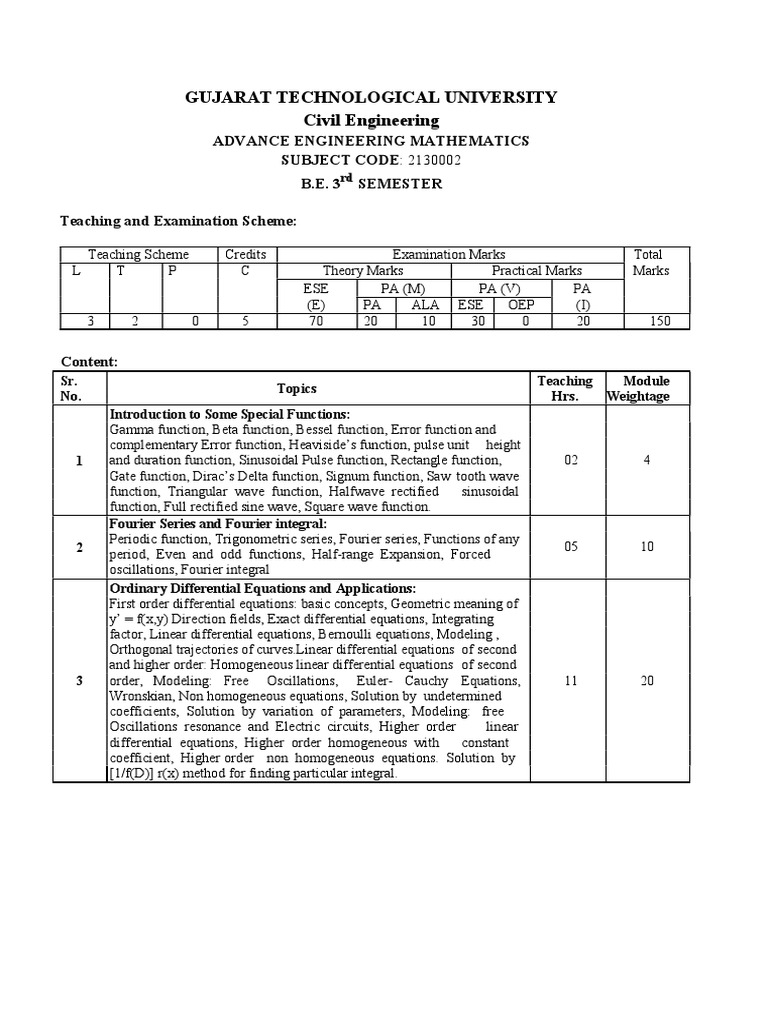 Civil Engineering Curriculum Overview | PDF | Partial Differential ...