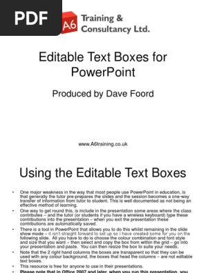 Editable Text Boxes