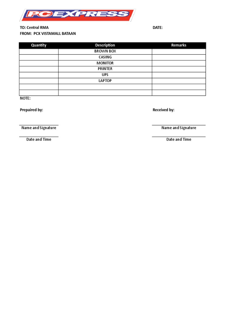RMA Inventory Submission Template | PDF