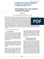 Feature Extraction Methods LPC, PLP and MFCC in Speech Recognition