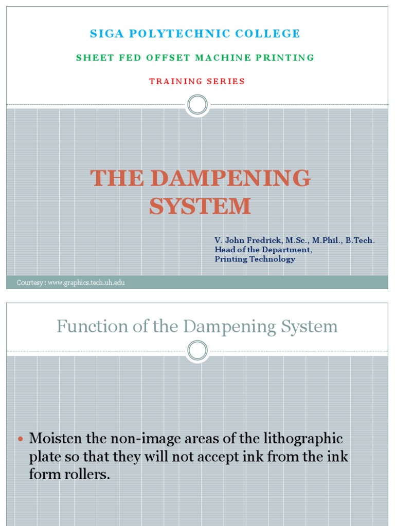 Offset Printing The Dampening System PDF PDF Lithography Ph