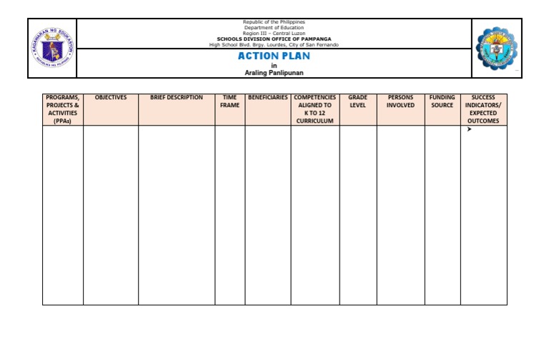 Action Plan: in Araling Panlipunan | PDF