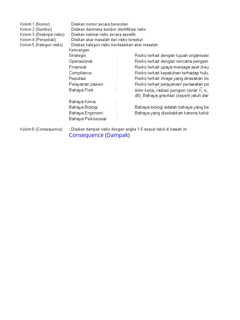 Contoh Dokumen Risk Register | PDF