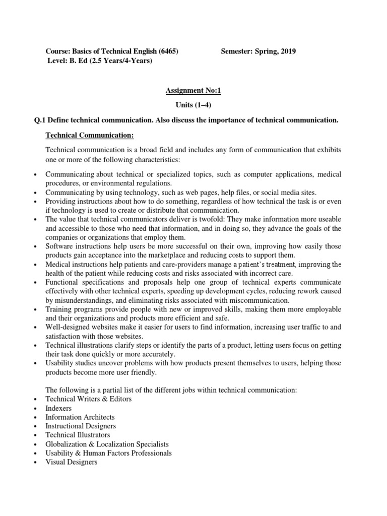 Technical Communication Assignment 6465 | PDF | Résumé | Technical ...