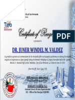 Certificate of Recognition: Dr. Juner Windel M. Valdez