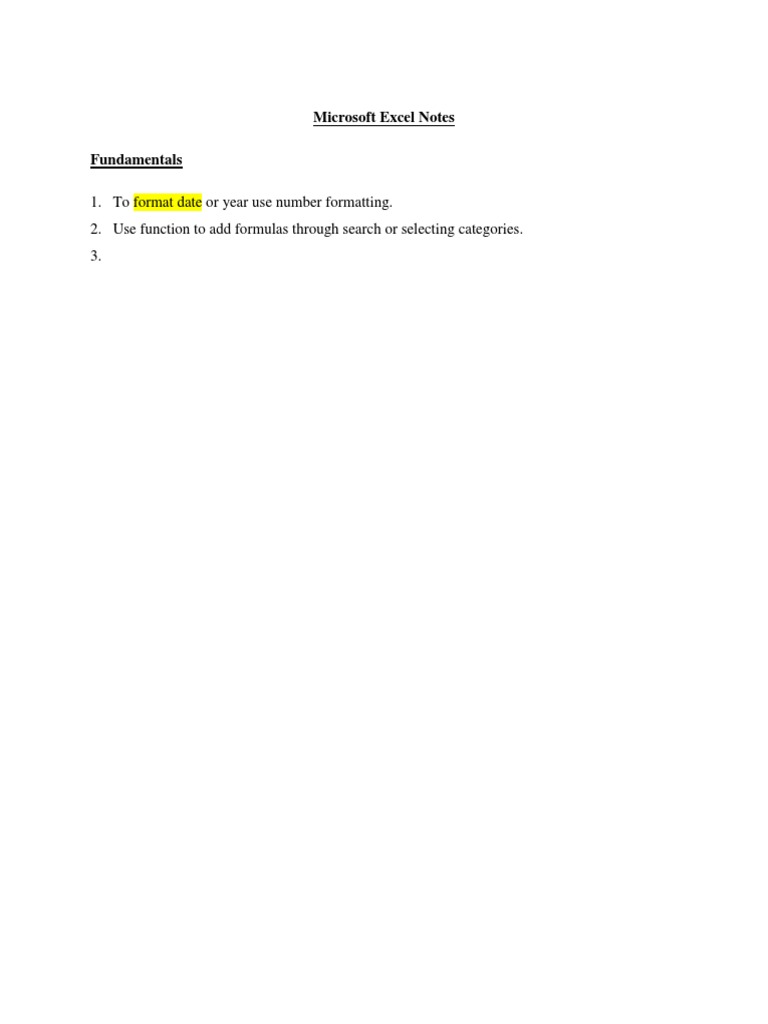 Excel Formatting and Functions Guide | PDF