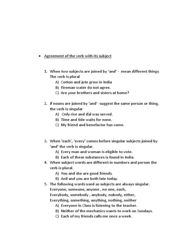 Agreement of Verbs | PDF | Grammatical Number | Plural