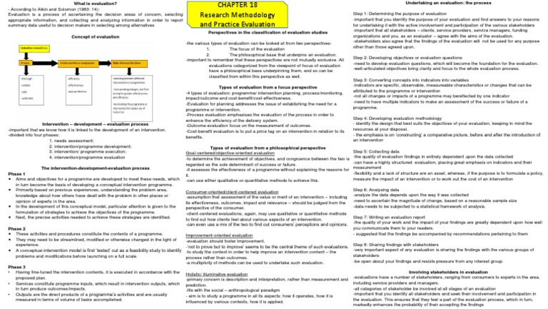 Chapter 18 Research Methodology And Practice Evaluation Pdf