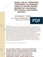 Audio - Lingual Use in Improving Pupils Achievement in Learning Plural Forms of Nouns Among Sixth Graders of Lao-Angan Elementary School, San Roque District