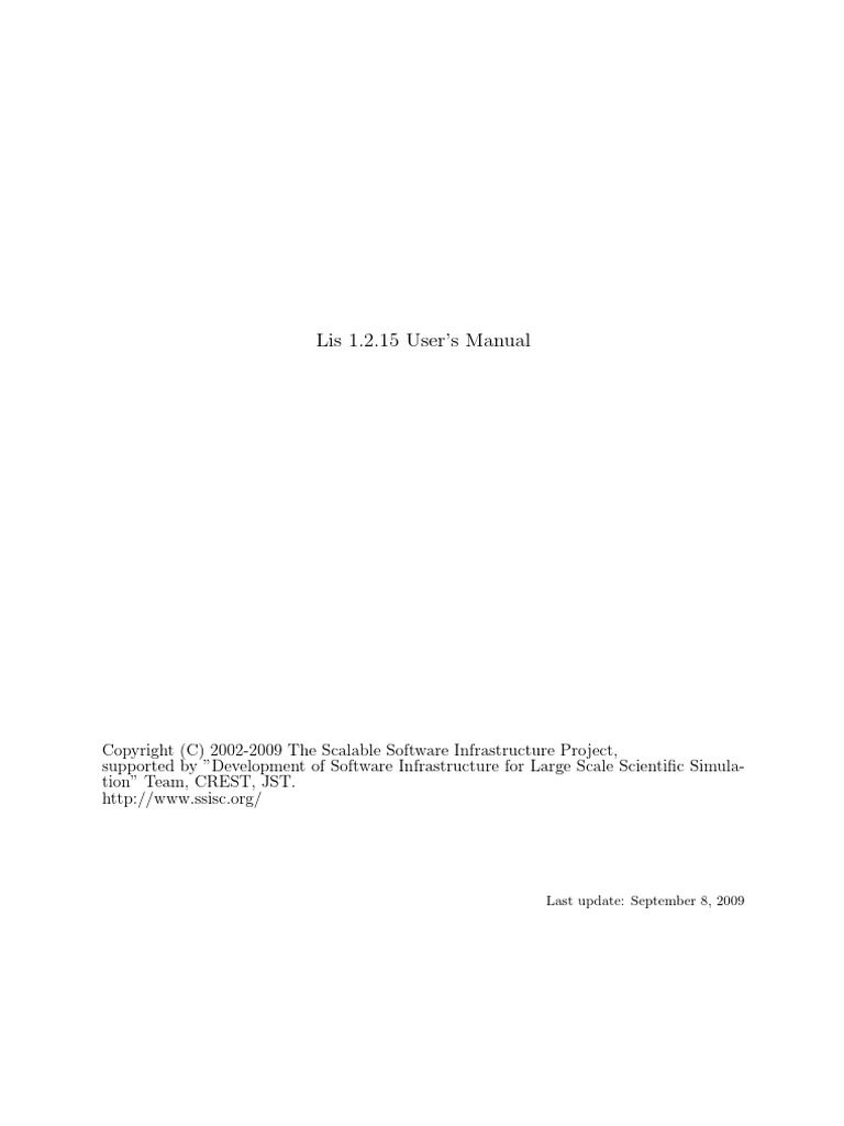 Lis Manual 1 2 15 En Pdf Pdf Mathematics Of Computing Linear
