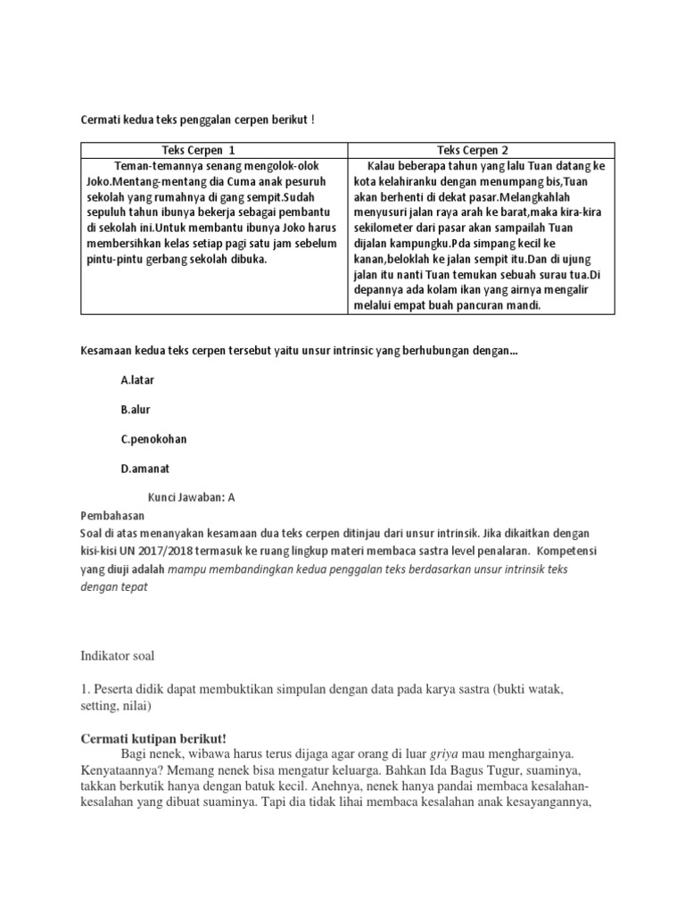 Kunci Jawaban Soal B Indo