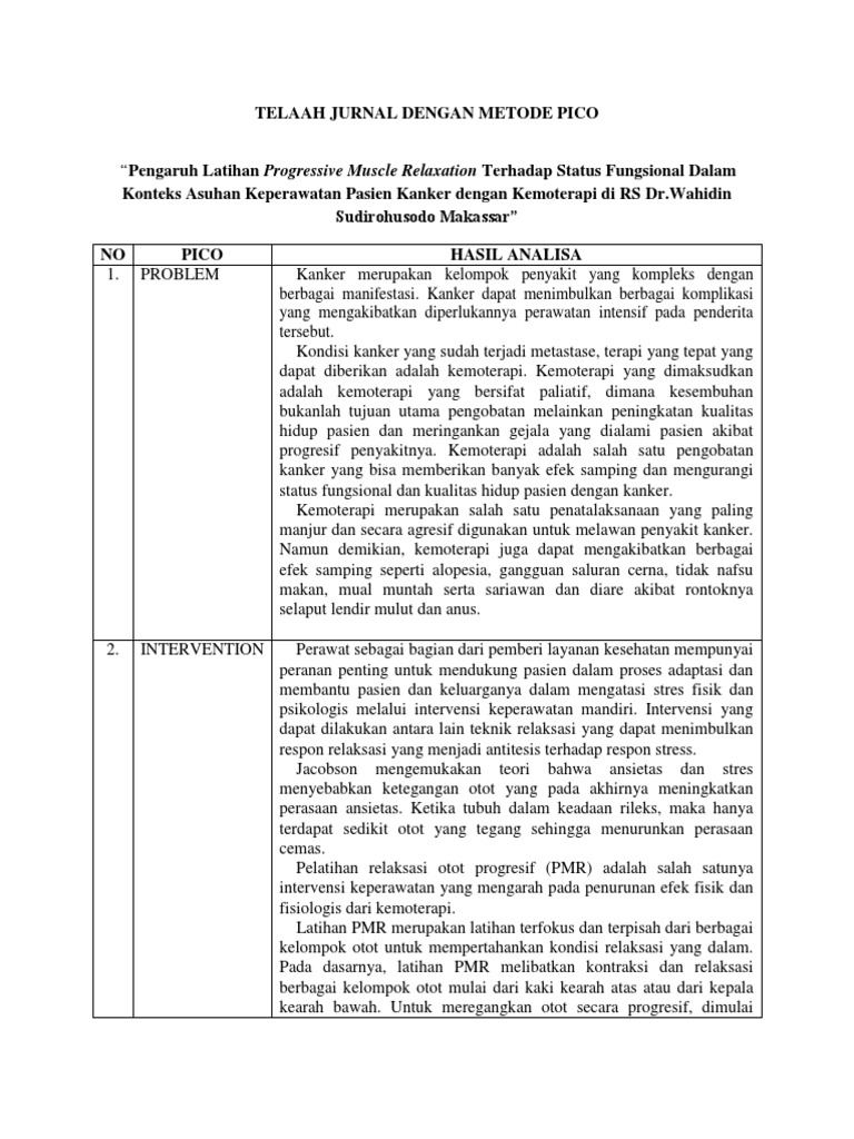 Telaah Jurnal Dengan Metode Pico