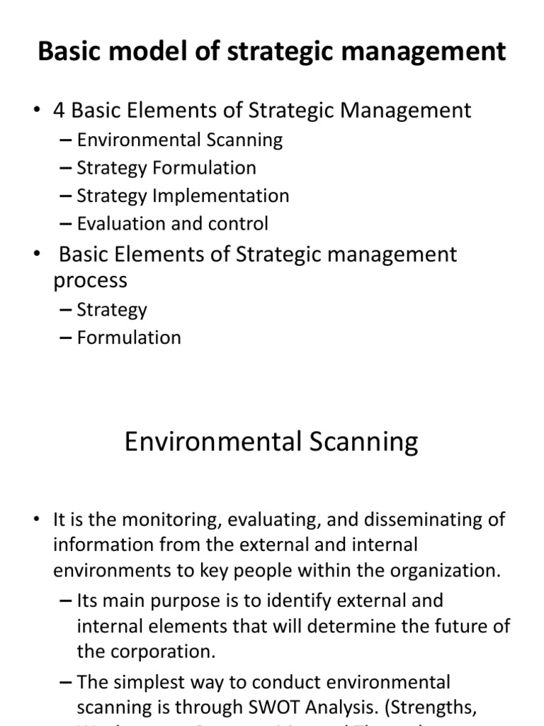 Basic Strategic Management Model | PDF | Strategic Management | Evaluation