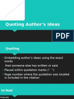 Quoting Author's Ideas