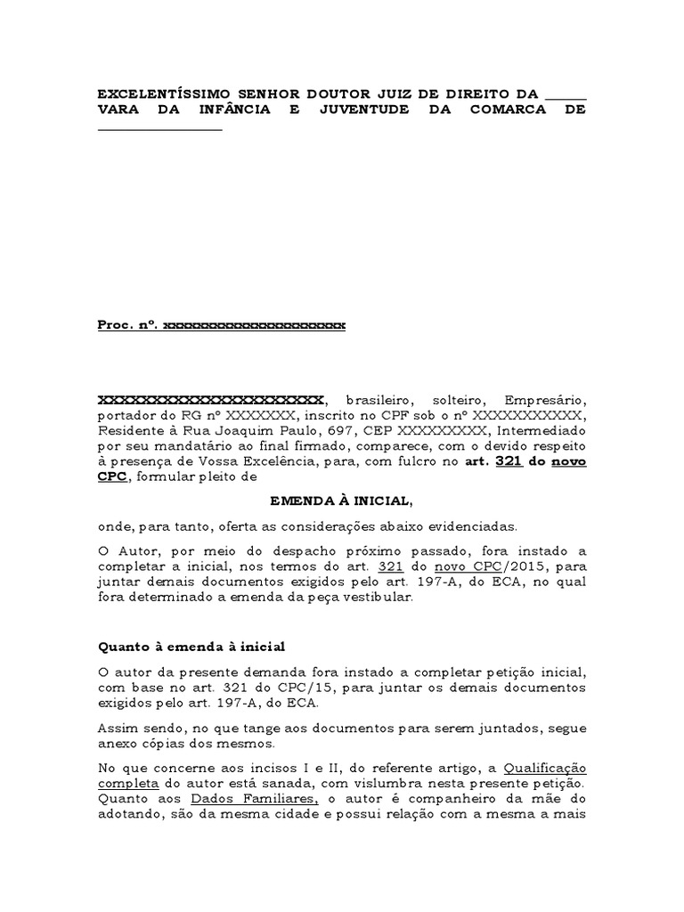 MODELO de Emenda A Inicial | PDF