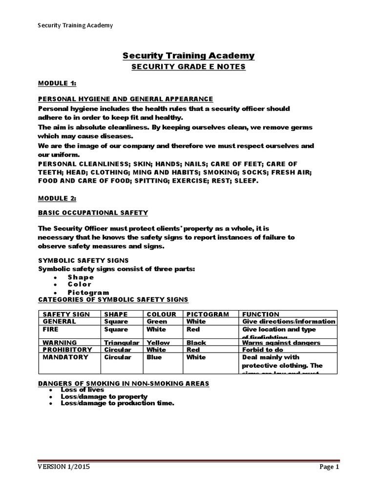 Grade E Book PDF Arrest Security Guard