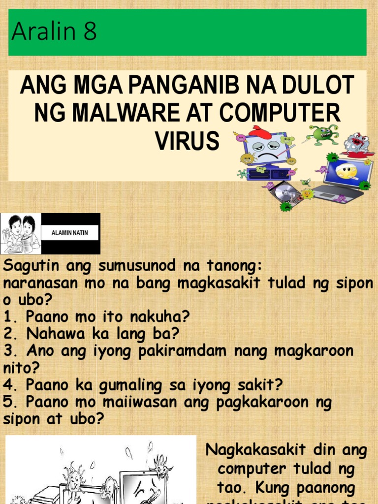 Lesson 2 Epp 4 Aralin 8 Mga Panganib Na Dulot NG Malware at Computer ...