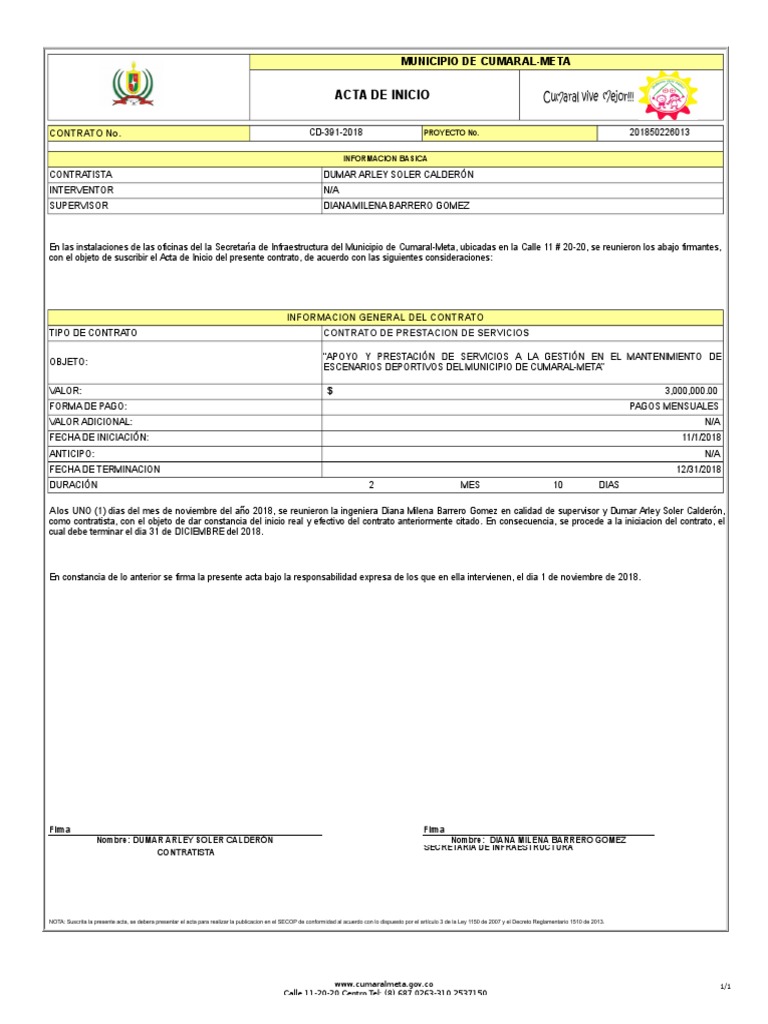 Formato Acta de Inicio | PDF | Gobierno