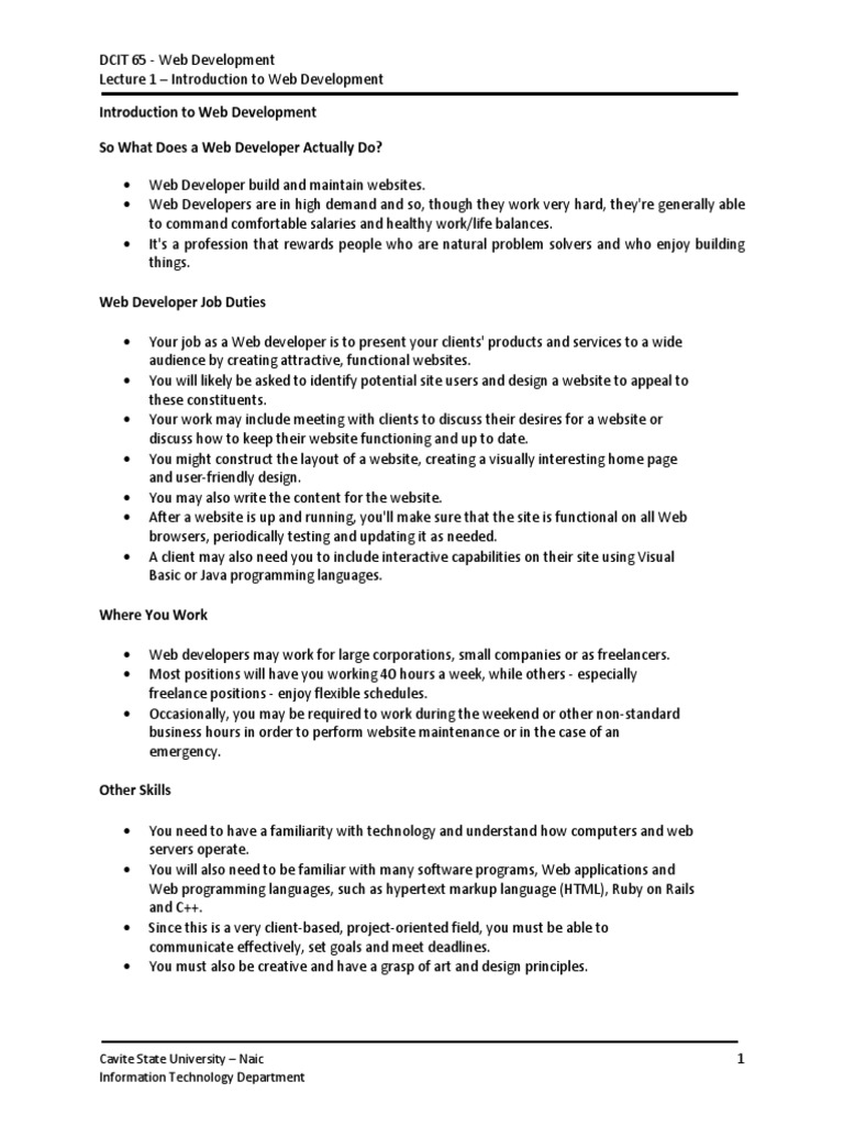 An In-Depth Look at the Role and Responsibilities of a Web Developer ...