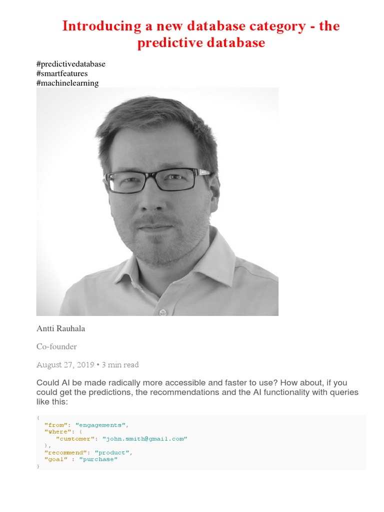 Introducing A New Database Category The Predictive Database | PDF ...