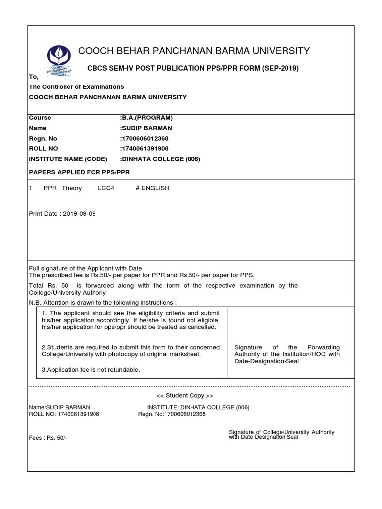 CBCS Sem-IV PPS/PPR Form Guide | PDF | Business | Finance & Money ...