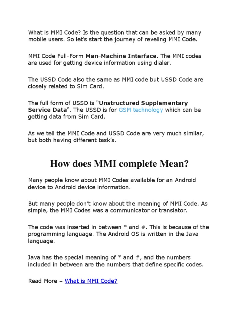 What is mmi code pdf