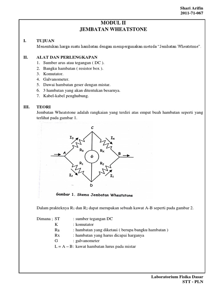 Modul Praktikum Jembatan Wheatstone | PDF