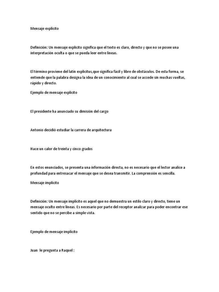 Mensaje Explícito e Implícito: Definición y Ejemplos | PDF | Publicidad ...