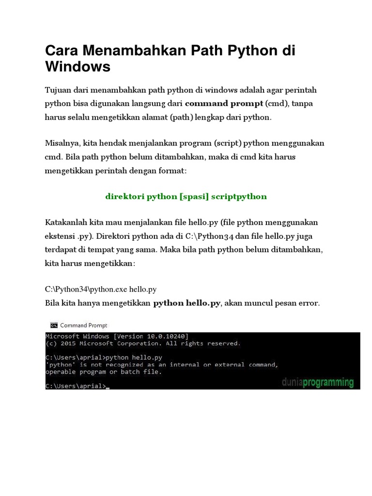 Cara Menambahkan Path Python Di Windows