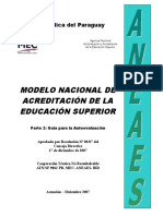 Modelo Nacional de Acreditación de La Educación Superior: República Del Paraguay