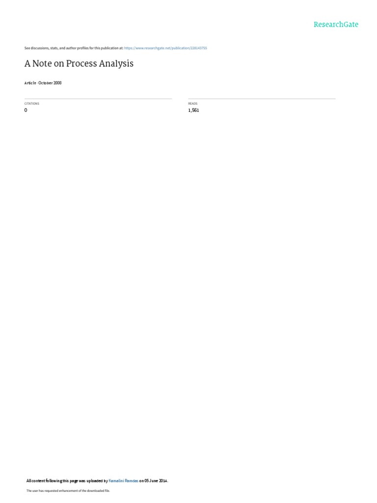 A Note On Process Analysis October 2008 PDF Time Resource