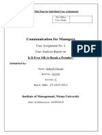 Communication For Managers: Case Assignment No. 2 Case Analysis Report On