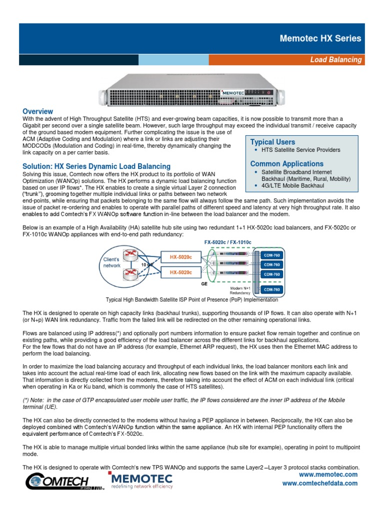 Comtech/EFData Memotec HX Series Datasheet | PDF | Load Balancing ...