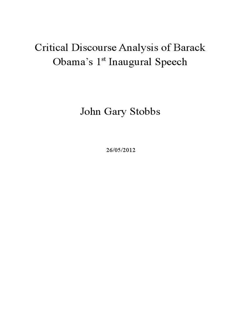Obama Speech Analysis PDF Narrative Ideologies