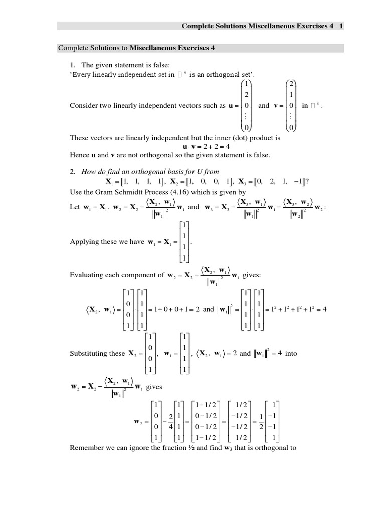 Orthonormal Basis via Gram-Schmidt | PDF | Basis (Linear Algebra ...